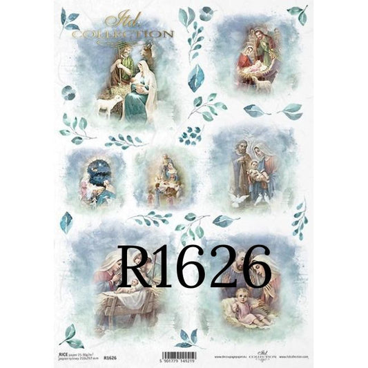R1626 - Decoupage Rice Paper - Holy Family, Manger, birth of Jesus, holy night, Bethlehem