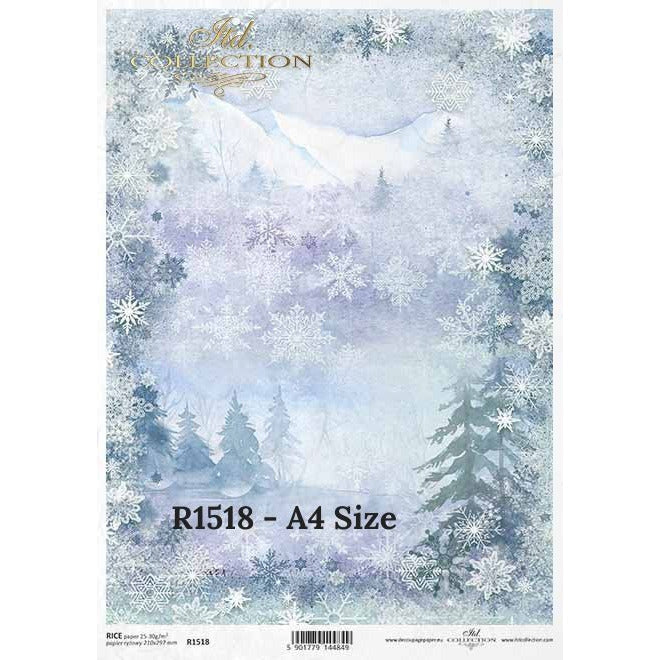 R1518 - Decoupage Rice Paper - Christmas, with winter motifs, winter, star, stars, snowflake