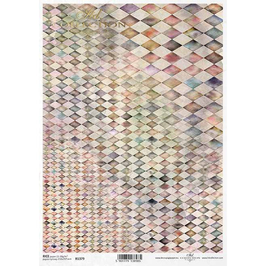 R1379 - Decoupage Rice Paper - Decoupage paper * Varying Size Geometric Shapes, Colorful, Harlequin, Background, Wallpaper