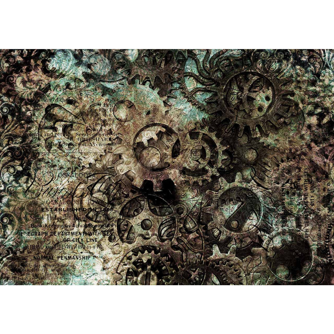 0161 - Rice Paper - Decoupage Queen - Abstract Gears -- RETIRED