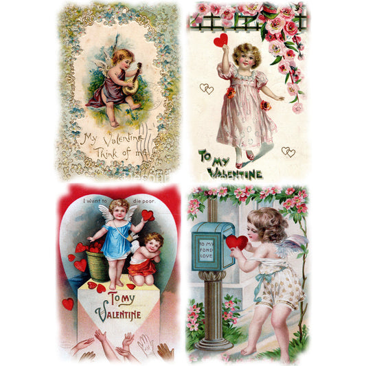 0376 - Rice Paper - Decoupage Queen - Valentine Greetings