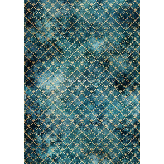 0402- Rice Paper - Decoupage Queen - Emerald Coast - Mermaid Tail Pattern