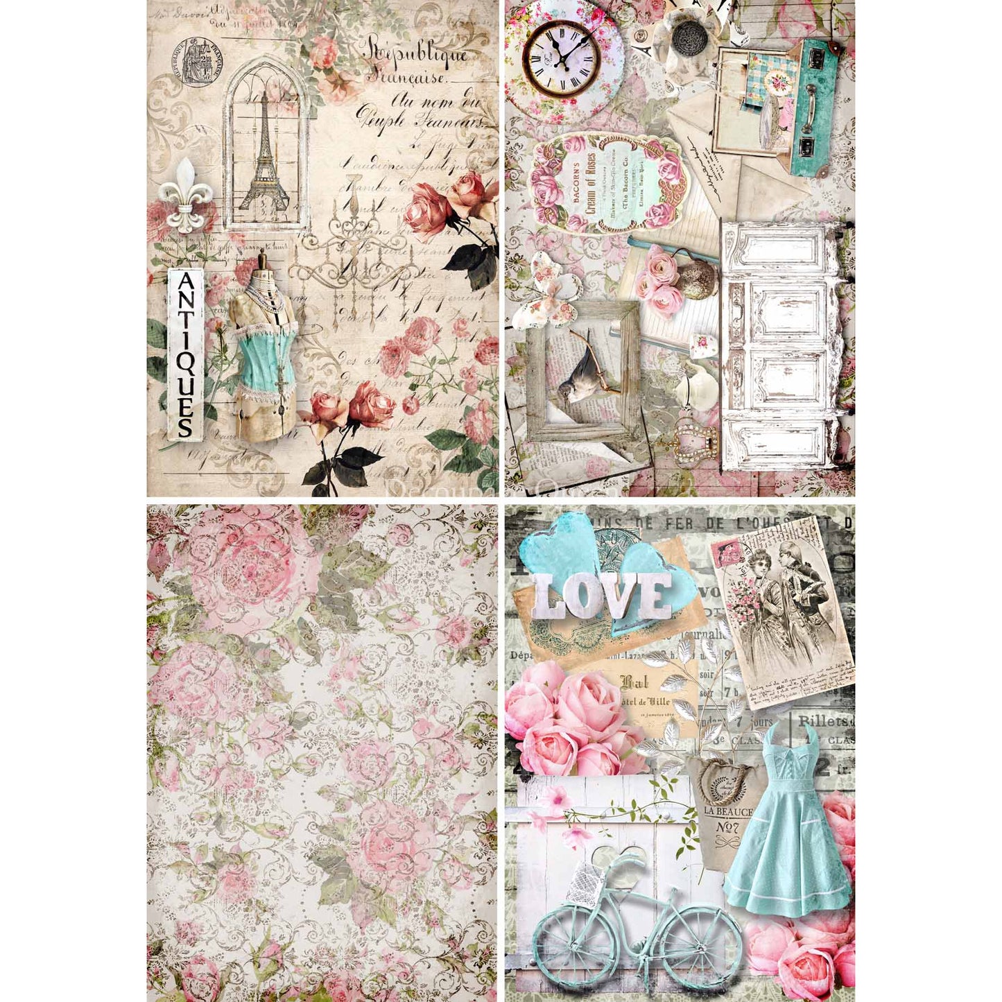 0421 - Rice Paper - Decoupage Queen - Shabby 4 Designs