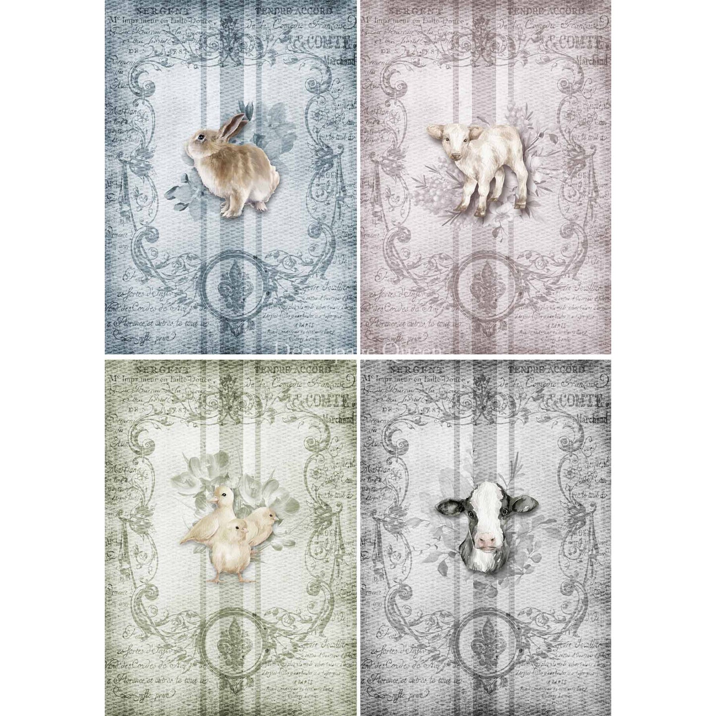 0427 - Rice Paper - Decoupage Queen - Spring Animals 4 Designs