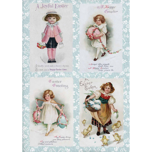 0428 - Rice Paper - Decoupage Queen - Easter Kids 4 Designs