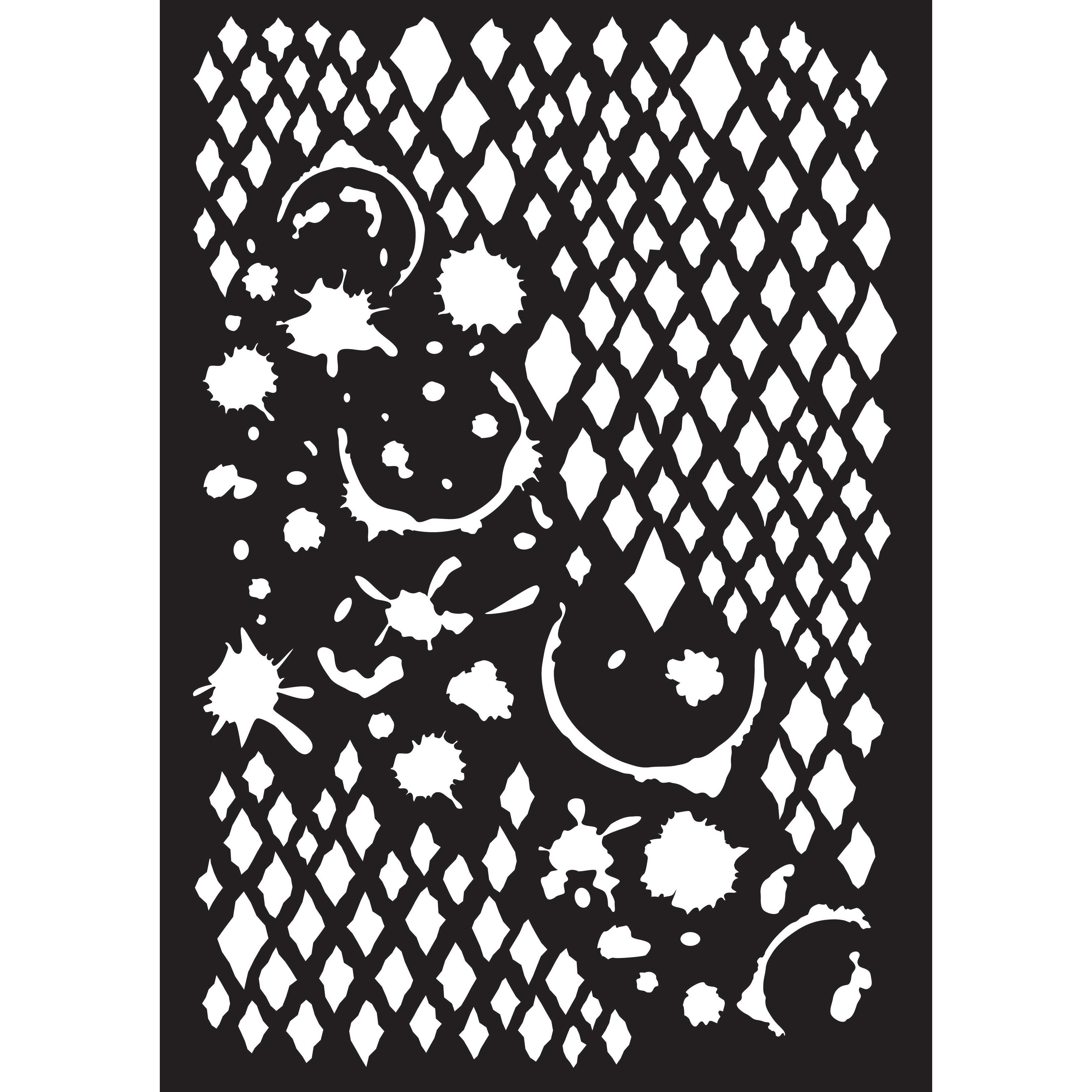 Decoupage Queen Hobbilicious Distressed Diamond Splatter Reusable Sten ...