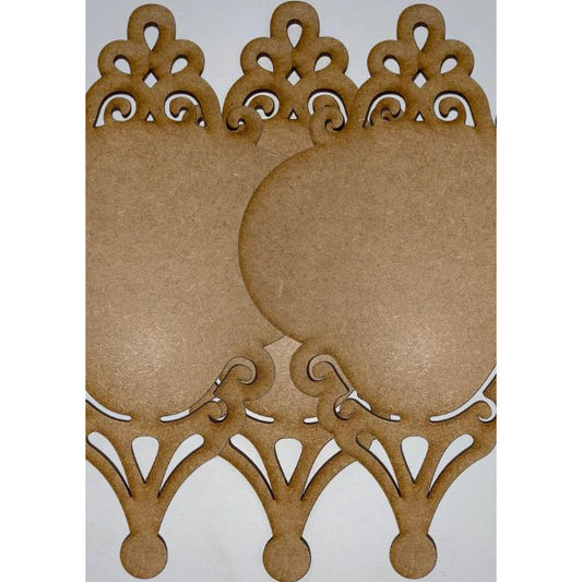 3 Pack -  Scroll Ornament - MDF Wood Surface to Paint