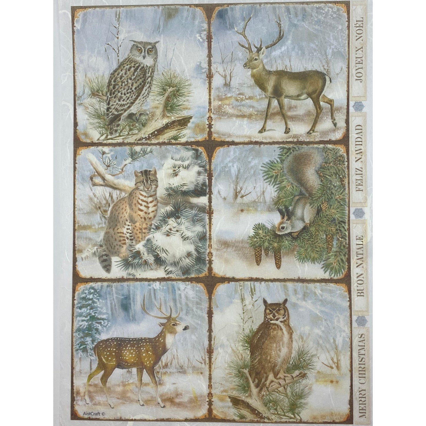 21350 - Decoupage Rice Paper - Forest Animals, Winter