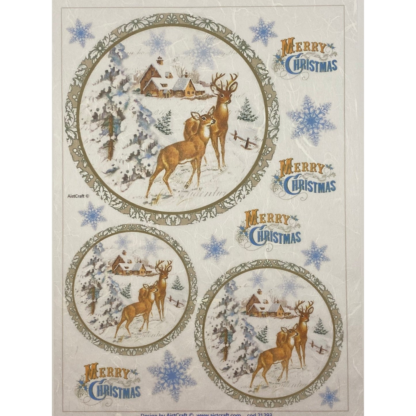 21293 - Decoupage Rice Paper - Deer, Winter, Christmas, Woodland