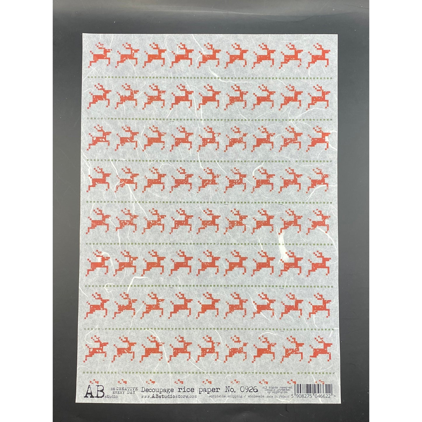 0003 - 6 Rice Papers - AB Studios A Simple Christmas Story - 6 Pages Total - Animals, Ornaments, Christmas Background