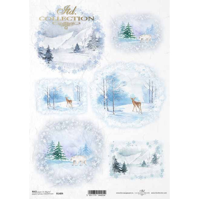 R1484 - Decoupage Rice Paper * Christmas, winter, Christmas trees, animals