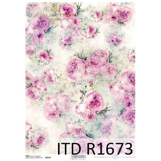 R1673 - Decoupage Rice Paper - Spring Shabby Chic, background, wallpaper, watercolor, collage, pastel roses