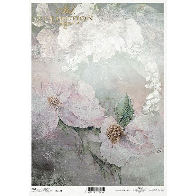 R2148 - Decoupage Rice Paper - plant motifs, floral motifs, background, wallpaper, collage, plants, flowers...