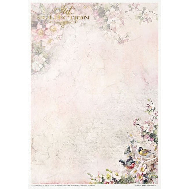 RP031 - Decoupage Rice Paper Set of 11 Papers -  Creative Set Rosy Summertime