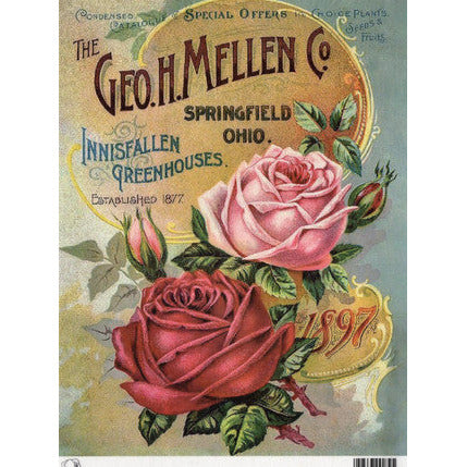 TT105 -A4 - Decoupage Rice Paper - Calambour - Vintage Seed Catalog - Geo H Mellen Co 1894 Condensed Catalog