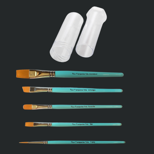 Magic Pack Set of 5 Artist Brushes and storage tube - The Turquoise Iris Hobbyist Collection