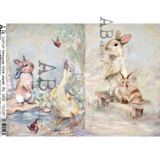 1252 - Rice Paper - Paper Designs - 2 Scenes Easter Bunny